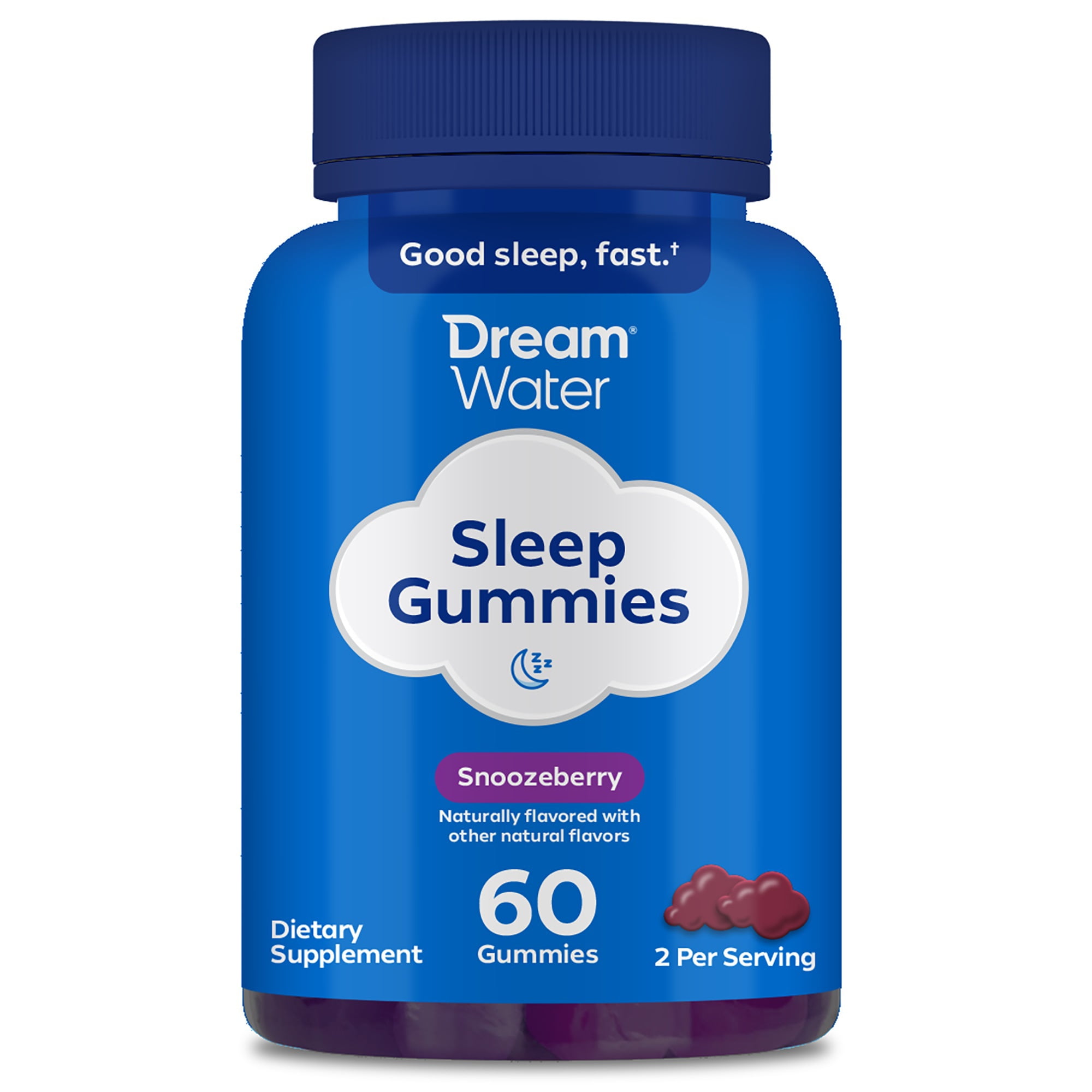 Dream Water Sleep Snoozeberry Gummies W/ 5mg Melatonin, GABA, 5HTP, 60
