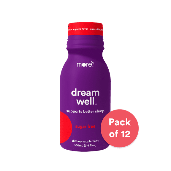 Dream Well, Holistic Sleep Drink Solution, Sleep Aid, Non-Habit Forming with Lemon Balm, Jujube Seed, Melatonin, Glycine - Pack of 12