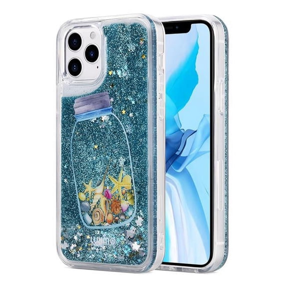 Dream Wireless FTCIP1261-WATF-DFB Luxmo Waterfall Fusion Liquid Sparkling Quicksand Case for iPhone 12 6.1 - 12 Pro 6.1 - Drifting Bottle