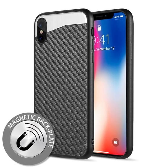 Dream Wireless FTCIP65-CBMT-BK The Carbon Metallic Fusion Candy Case TPU with Carbon Fiber Finish for iPhone XS Max - Black