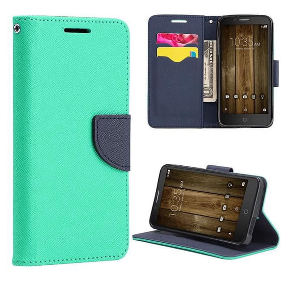 Dream Wireless LPFALCF4-DIAR-TLNA Alcatel One Touch Fierce 4 Diary Wallet Case - Teal & Navy Blue