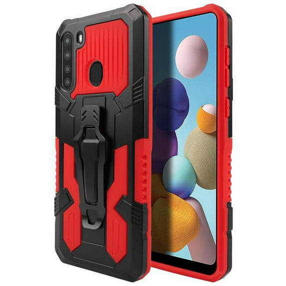 Dream Wireless TCASAMA21-CLIP-RD The Pocket Clipper 3-In-1 Metal Case for Samsung Galaxy A21 - Red & Black
