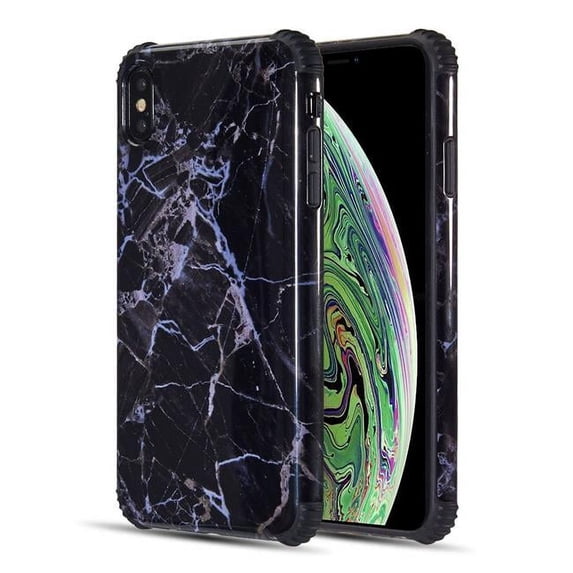Dream Wireless The Tough Corners UV Coated TPU Case with Full Cover Printed Design for iPhone XS Max - Black Gemstone
