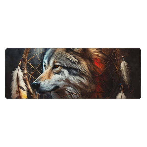 Dream Wolf Feather Art Mouse Pad Extended Large Gaming Mousepad Non-Slip Rubber Big Keyboard Desk Mat 31.5 X 11.8 Inch