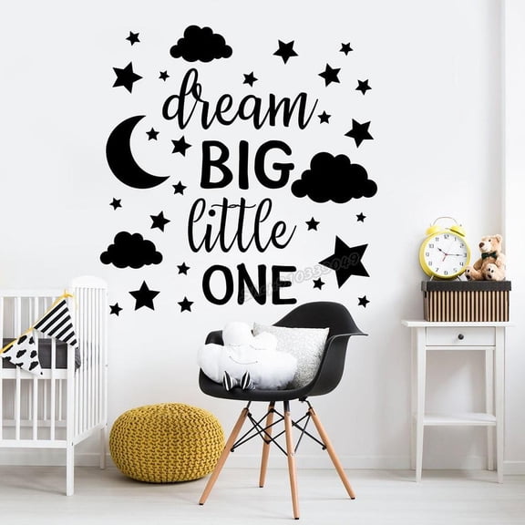 Dream big little one wall decal Quote baby room decor cloud and star Wall Sticker nursery boy Room decor dream big decal 57x59cm