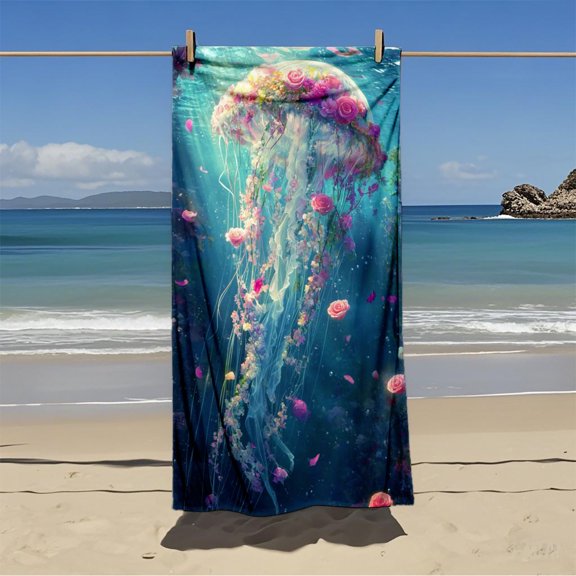 Dream jellyfish beach towel, quick-drying non-stick sand bath towel, a must for seaside swimming and vacation