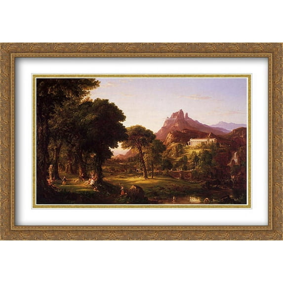 Dream of Arcadia 2x Matted 40x28 Large Gold Ornate Framed Art Print by Cole, Thomas