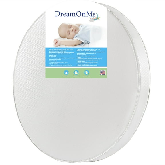 Dream on Me 4 Round Crib & Toddler Playmat Foam Mattress, Greenguard Gold