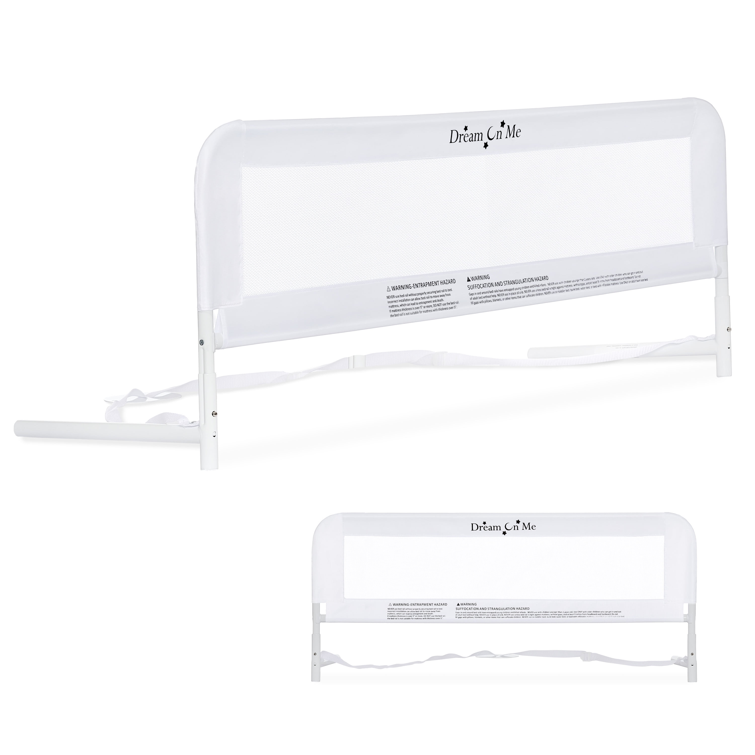 Dream on Me Adjustable Toddler Bed Rail, White Mesh
