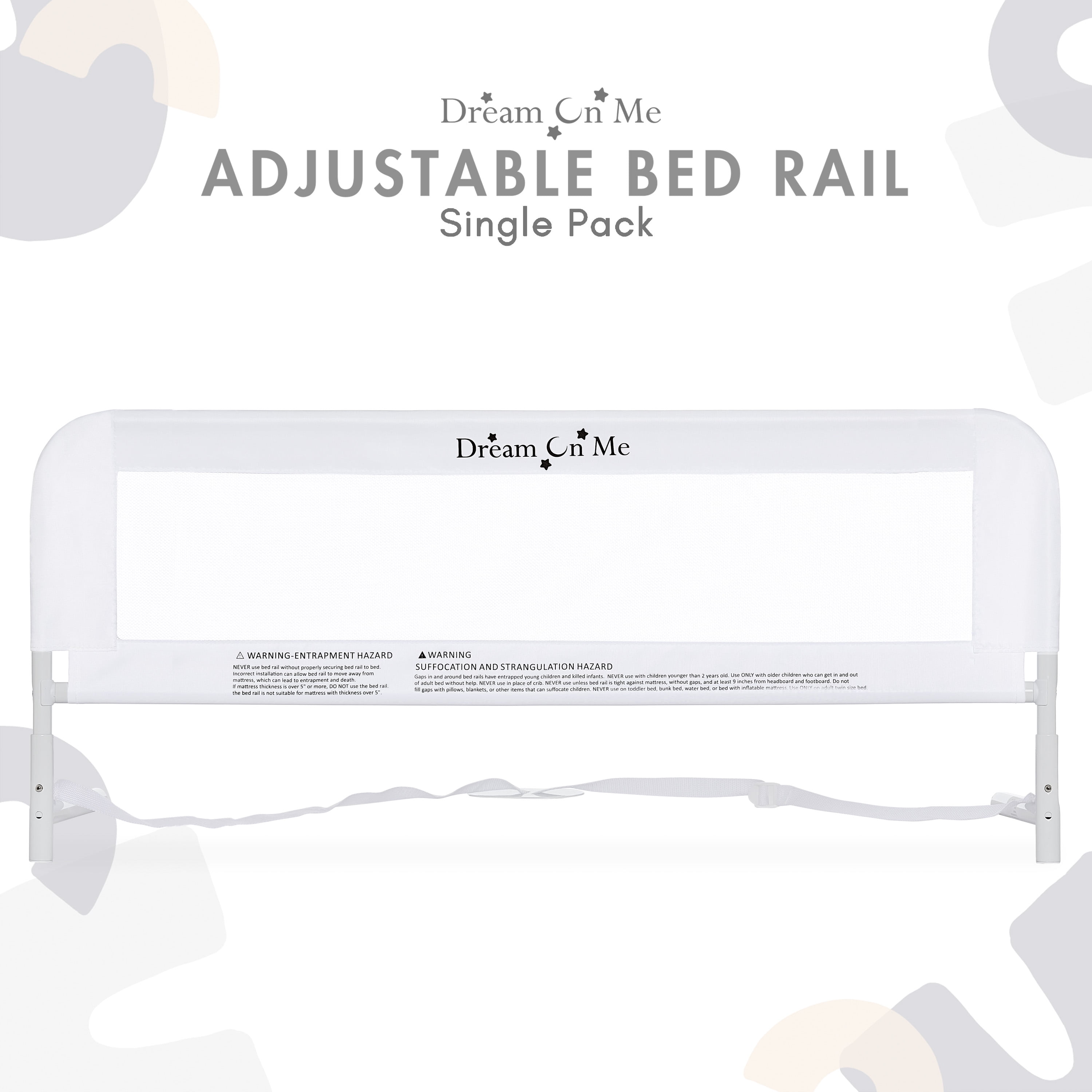 Dream on Me Adjustable Toddler Bed Rail, White Mesh