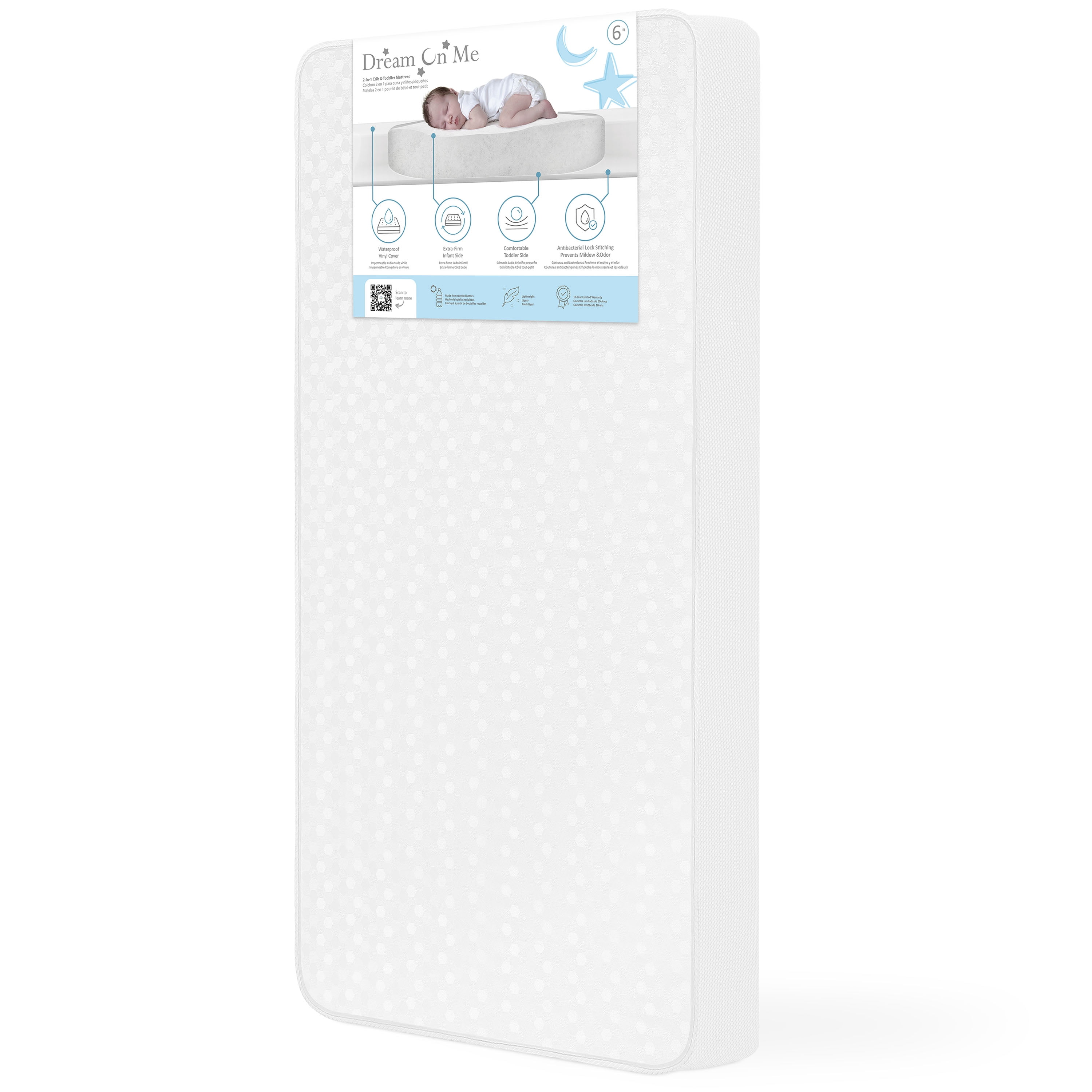 Dream On Me, Breathable 6 Inch Full Size Firm Foam Crib and Toddler Bed Mattress