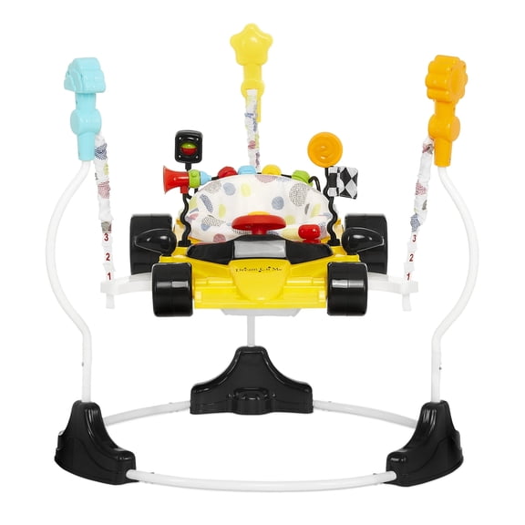 Dream On Me Champ 2-in-1 Activity Center & Jumper – 360° Rotating Seat, 3 Adjustable Heights, Lights & Music, Supports up to 26 lbs, Yellow
