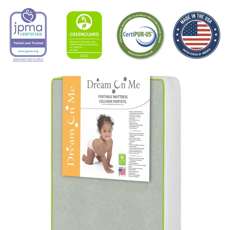 Dream on Me Dual Sided Mini Portable Crib Breathable Foam Mattress Infant and Toddler