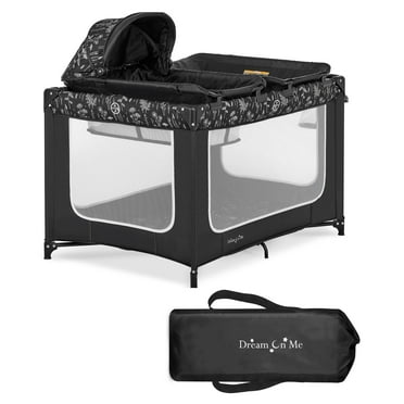 Dream on Me Emily Rose Deluxe Playard with Changing Tray and Infant Bassinet, Black, Unisex