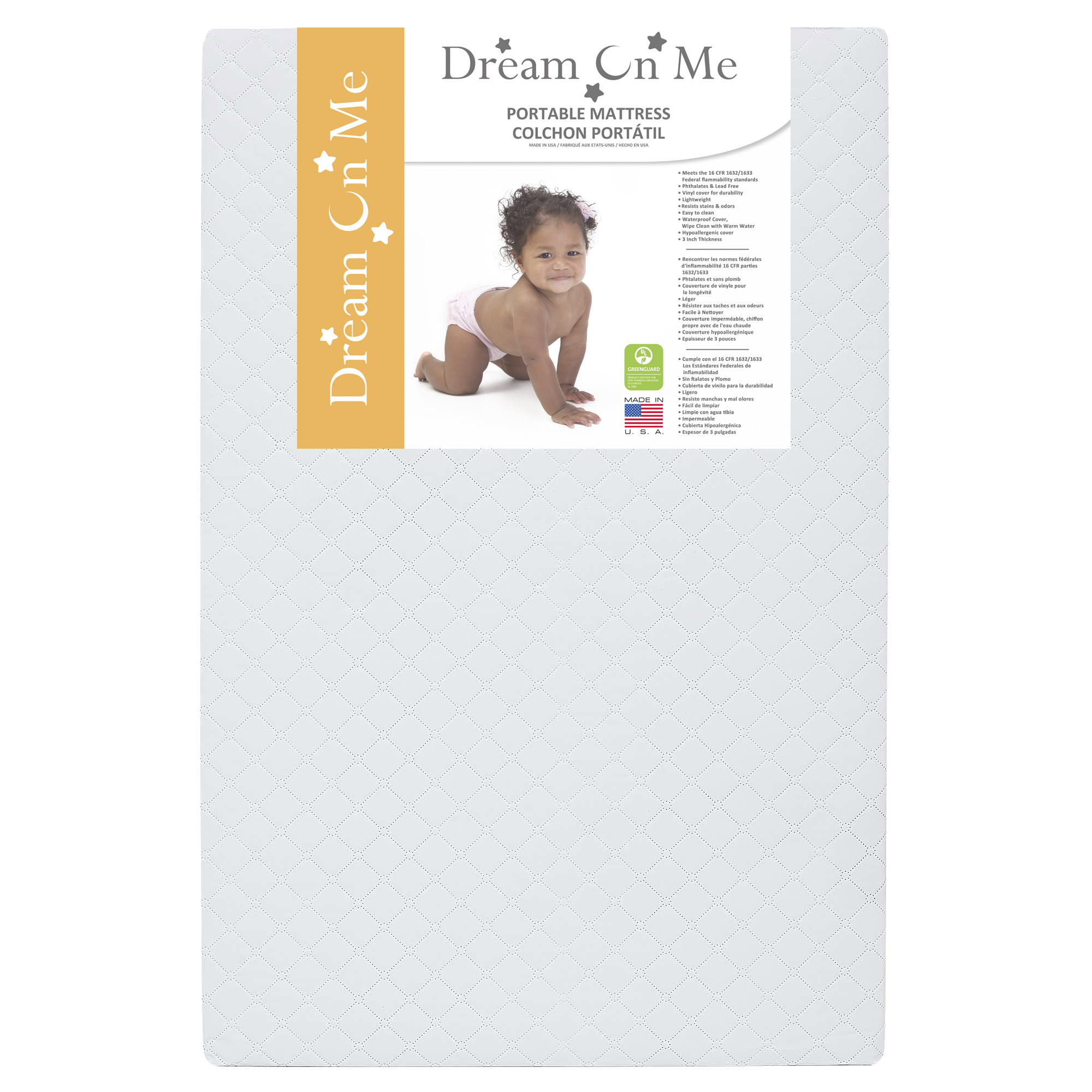 Dream on Me Holly 3” Mini / Portable Waterproof Fiber Crib Mattress - image 1 of 5
