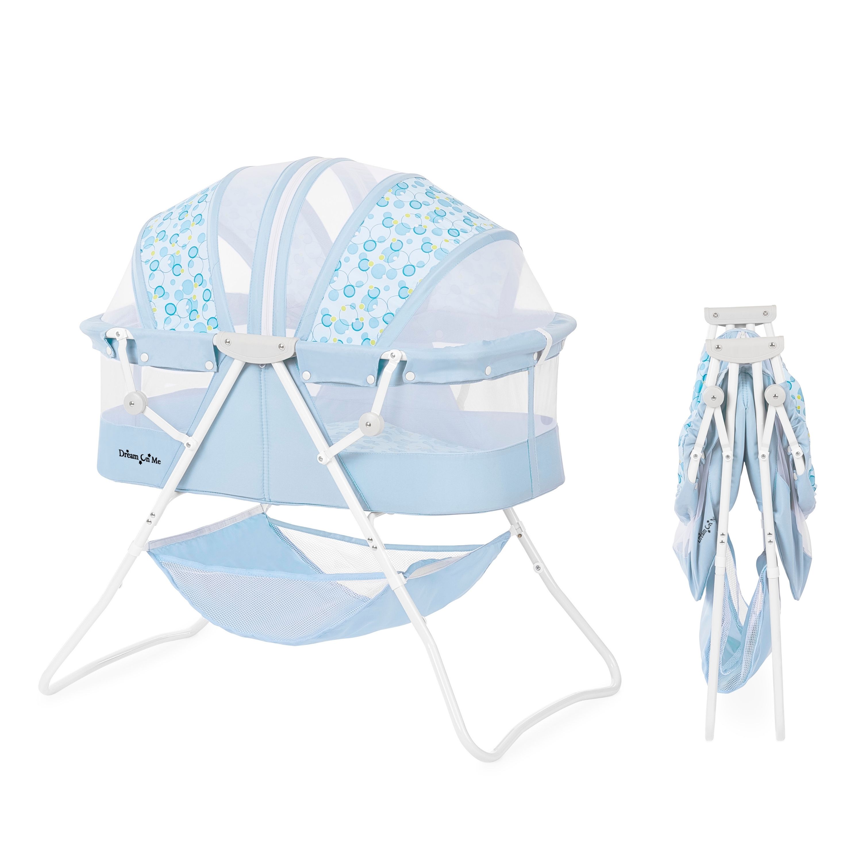 Dream On Me Karley Bassinet in Light Blue, Quick Fold and Easy to Carry, Large Storage Basket - image 1 of 17