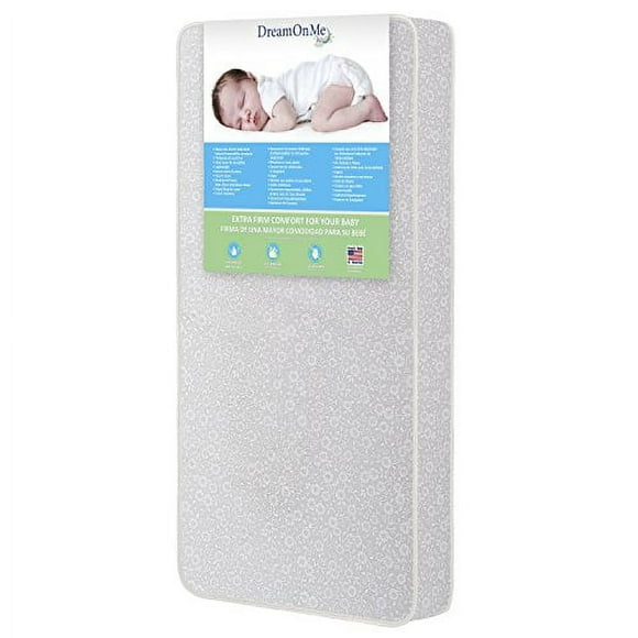 Dream on Me Orthopedic Firm Fiber Dual-Sided Crib & Toddler Mattress, Greenguard Gold Certified, 15 Years Warranty, Grey Embossed