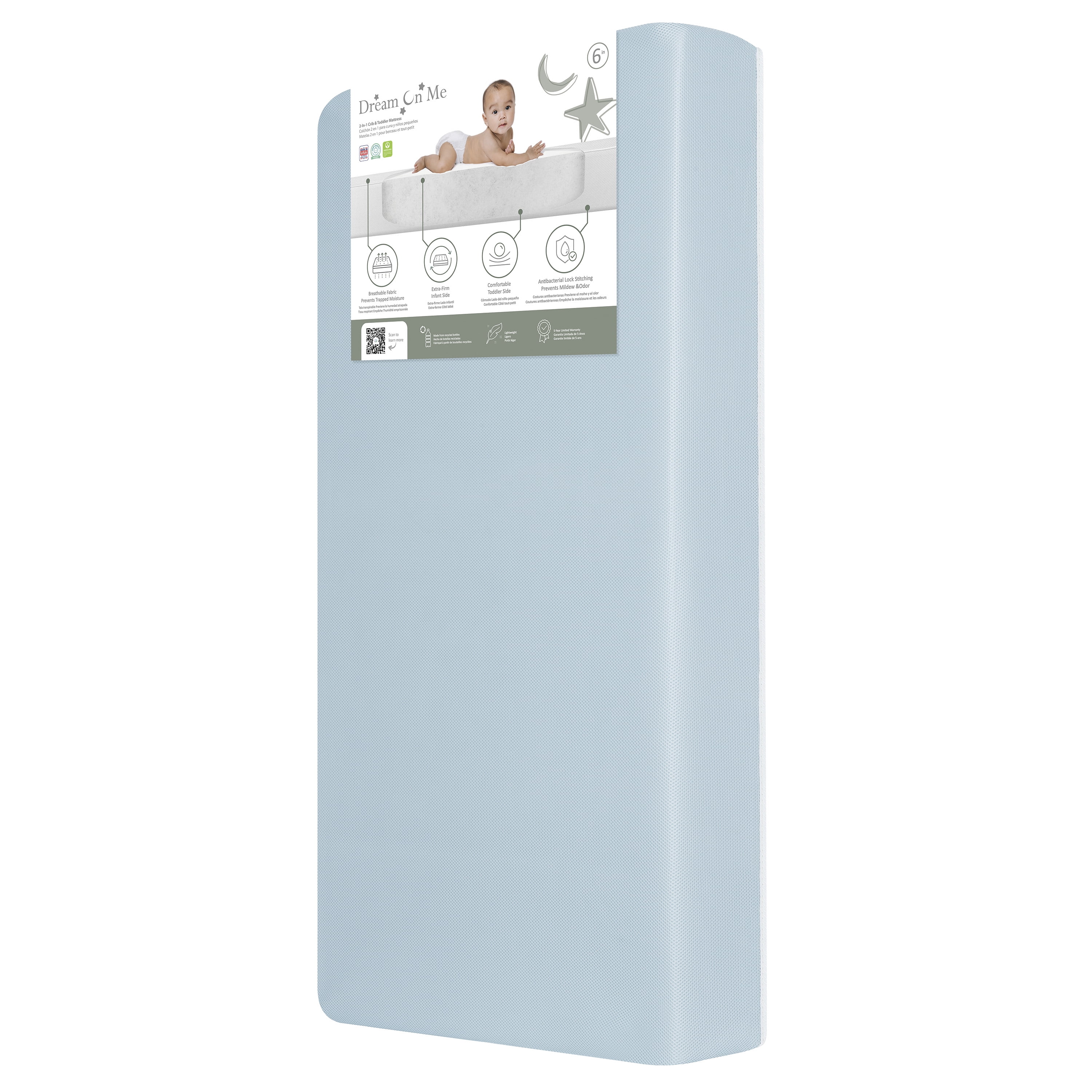 Dream on Me Starbright Breathable Foam Crib & Toddler Mattress In Blue (Fits Full Size Cribs and Toddler Beds)