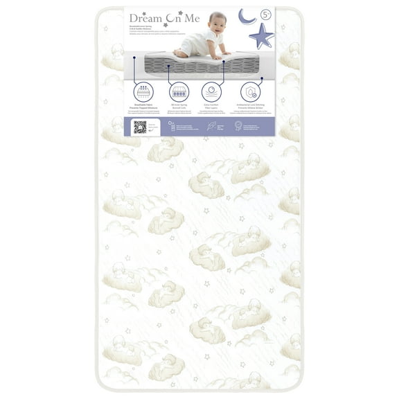 Dream on Me Twilight 5" 80 Coil 2-In-1 Crib & Toddler Innerspring Mattress