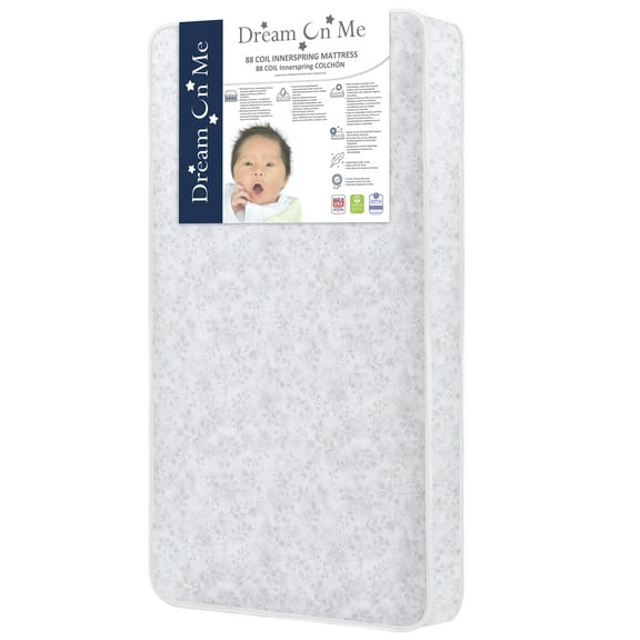 Dream On Me Twinkle 5” Crib & Toddler Bed Mattress, Fits All Full-Size Cribs & Toddler Beds, 88 Coil Inner Spring Support, Waterproof & Stain-Resistant Vinyl Cover, Greenguard Gold & JPMA Certified