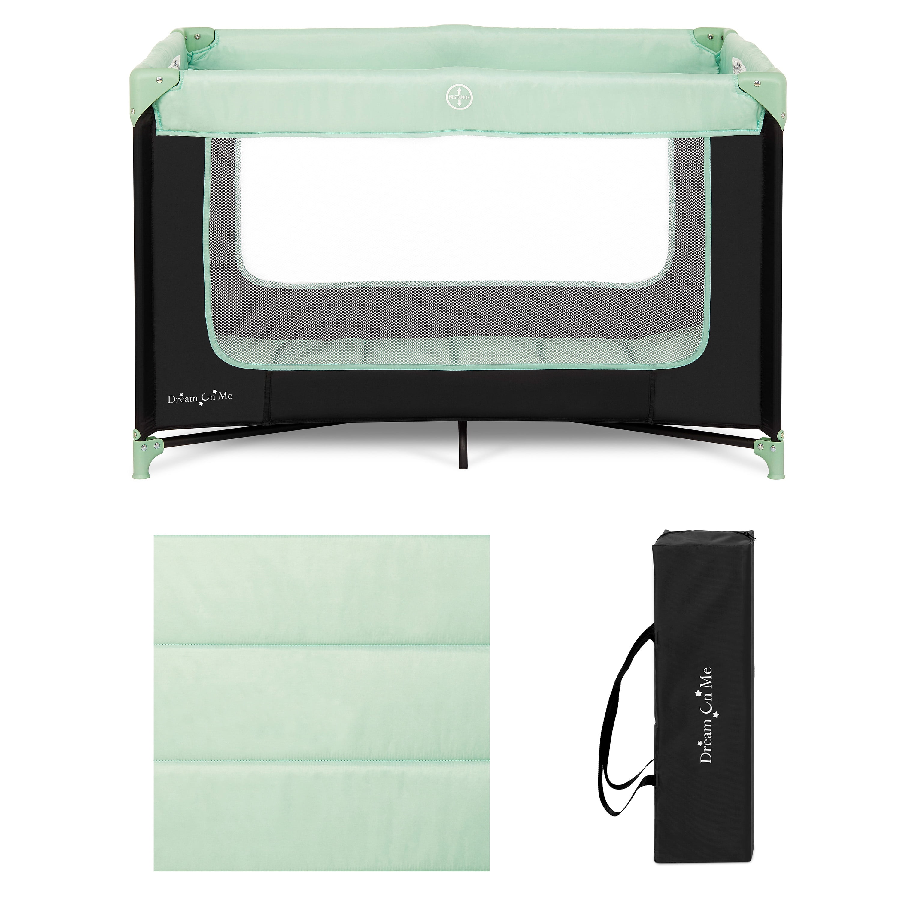 Dream on Me Zodiak Portable Playard with Carry Bag & Shoulder Strap, Mint, Unisex
