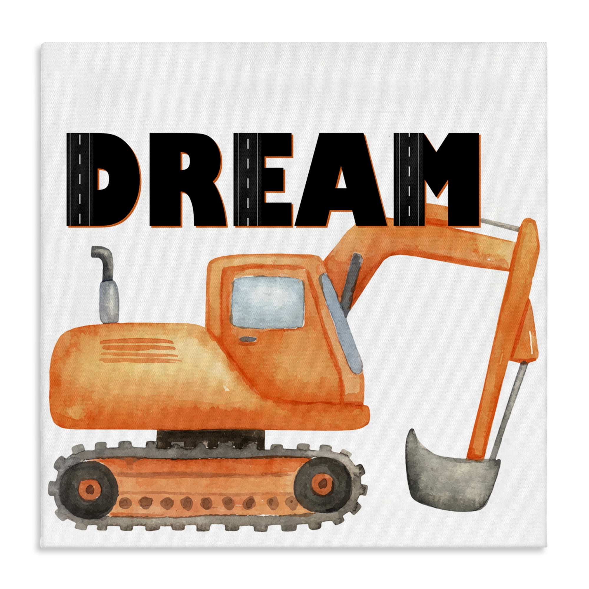 Dream with Orange Excavator Canvas Wall Art, design by Kim Allen