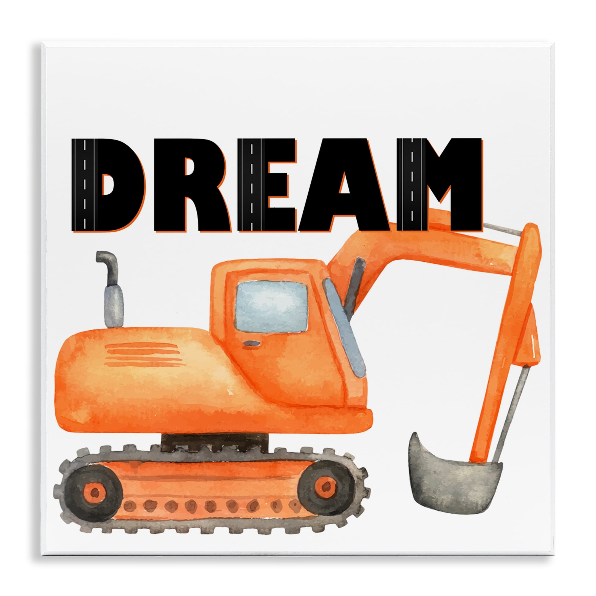 Dream with Orange Excavator Wall Plaque Art, design by Kim Allen