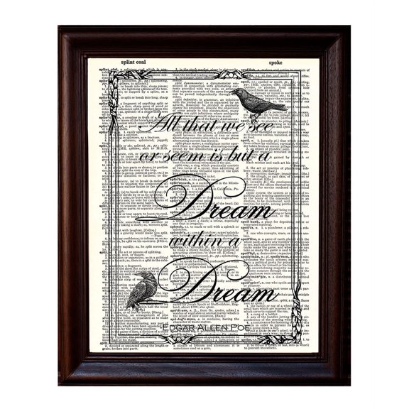 Dream within a Dream Poe Quote - Dictionary Art Print Printed On Authentic Vintage Dictionary Book Page - 8 x 10.5
