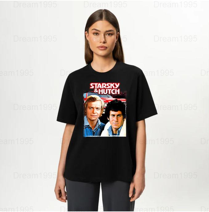 3stylershop T-Shirt Donna Starsky & Hutch – Vintage Logo, 100% Cotone, Made In Italy