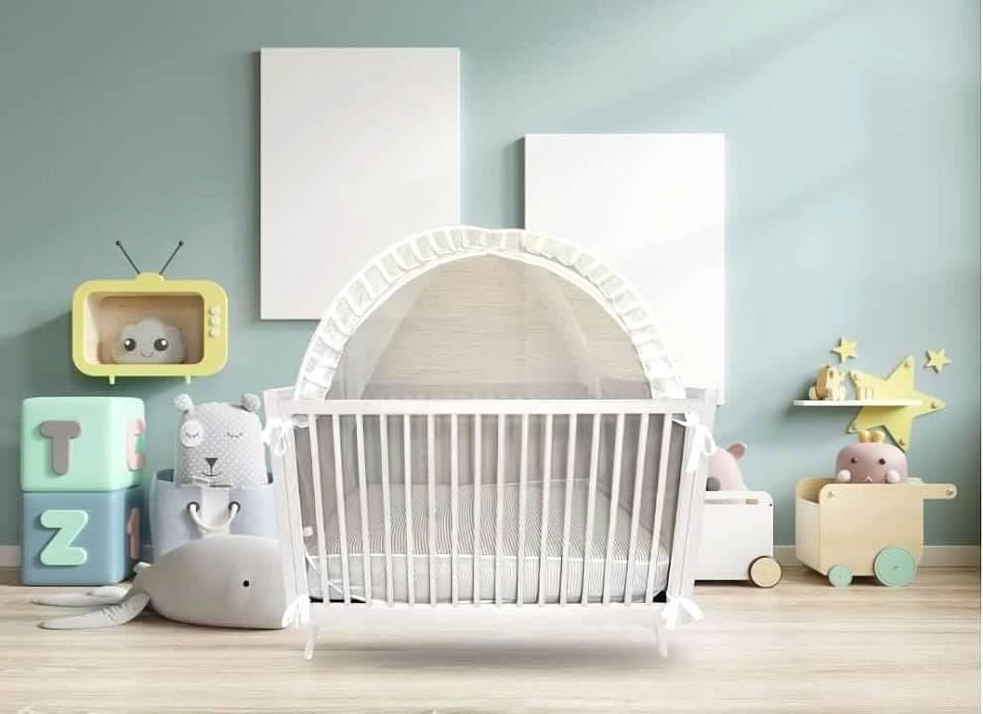 Dream8teen Mesh Cover Crib Tent to Keep Baby Climbing Out or in, Mosquito Net for Crib, White
