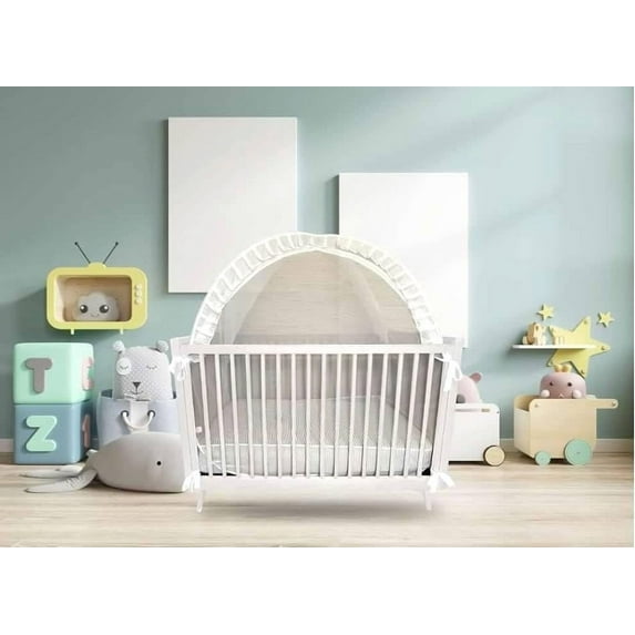 Dream8teen Mesh Cover Crib Tent to Keep Baby Climbing Out or in, Mosquito Net for Crib, White