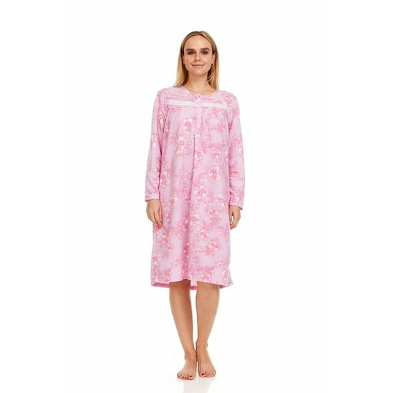 Dream8teen Women's Printed Micro Fleece Long Sleeve Sleepwear Duster Robe 4026 Pink Flower 3X-Large