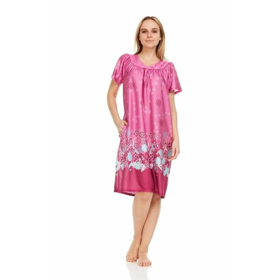 Dream8teen Women's Short Sleeve Muumuu Lounger Dress 9004 Mauve Flower 3X-Large