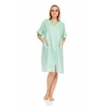 thumbnail image 1 of Dream8teen Women's Snaps Front Closure House Dress Short Sleeve Woven Housecoat Duster Lounger Robe 2012 Green Striped Medium, 1 of 5