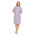 thumbnail image 1 of Dream8teen Women's Snaps Front Closure House Dress Short Sleeve Woven Housecoat Duster Lounger Robe 2012 Purple Striped Medium, 1 of 5