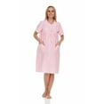 thumbnail image 1 of Dream8teen Women's Snaps Front Closure House Dress Sleeveless Woven Housecoat Duster Lounger Robe 2010 Pink Lace Trim X-Large, 1 of 5