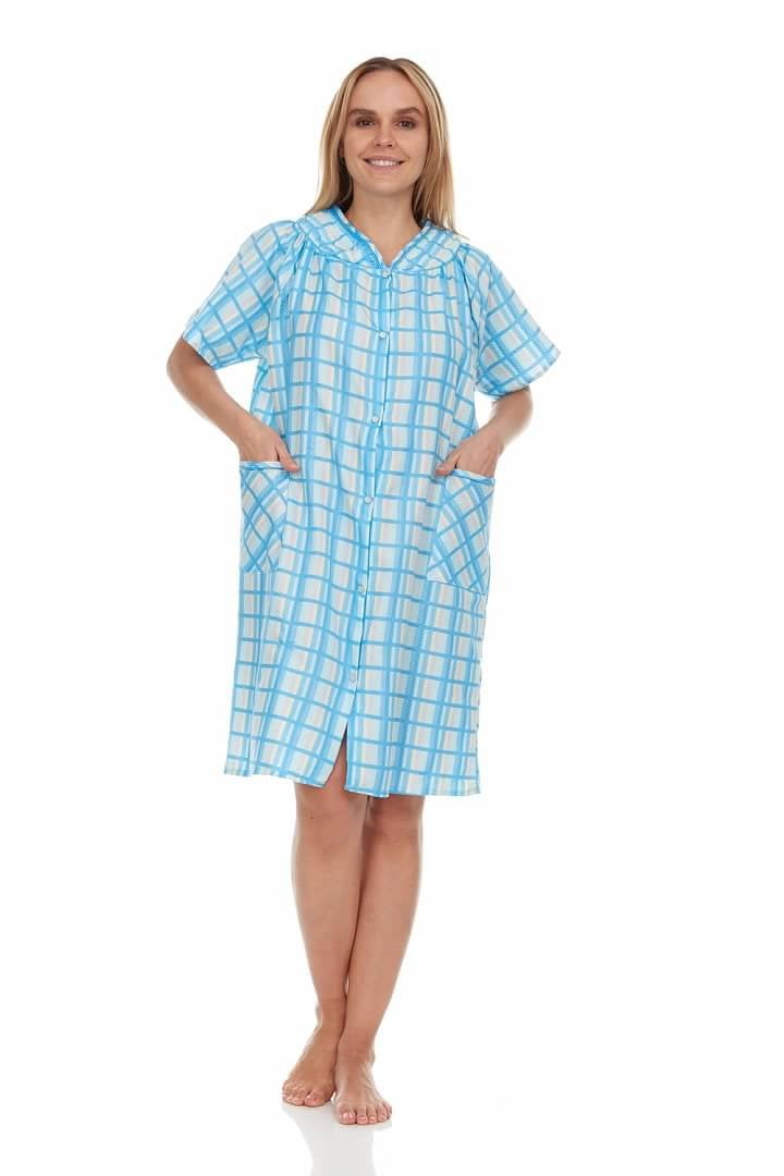 Dream8teen Women's Snaps Front Closure House Dress Sleeveless Woven