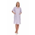 thumbnail image 1 of Dream8teen Women's Snaps Front Closure House Dress Sleeveless Woven Housecoat Duster Lounger Robe 2017 Purple Plaid Medium, 1 of 5