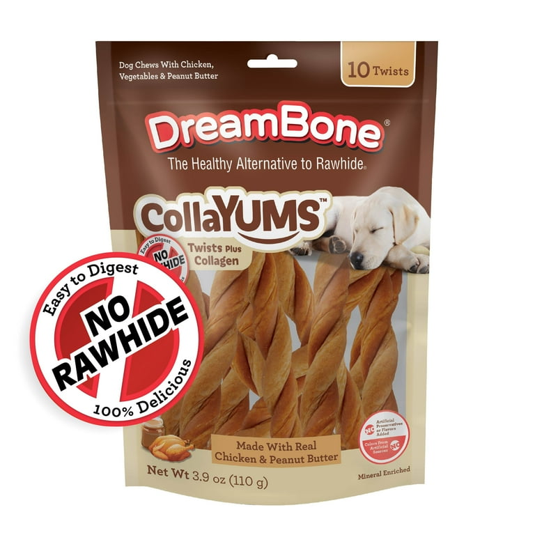DreamBone CollaYUMS Twists Plus Collagen Chews for Dogs, 10 Count