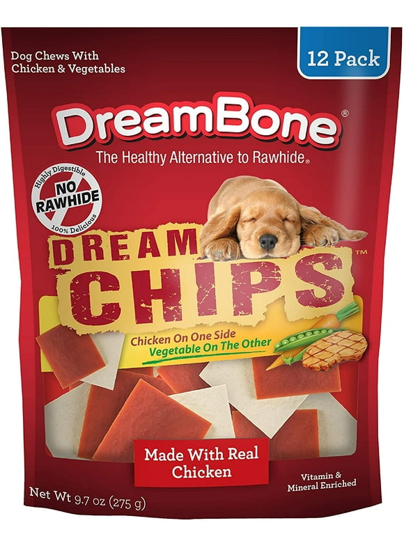 DreamBone DreamChips With Real Chicken 12 Count, Rawhide-Free Chews For Dogs