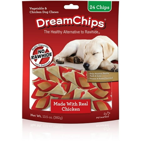 DreamBone DreamChips With Real Chicken 24 Count, Rawhide-FreeChews For Dogs