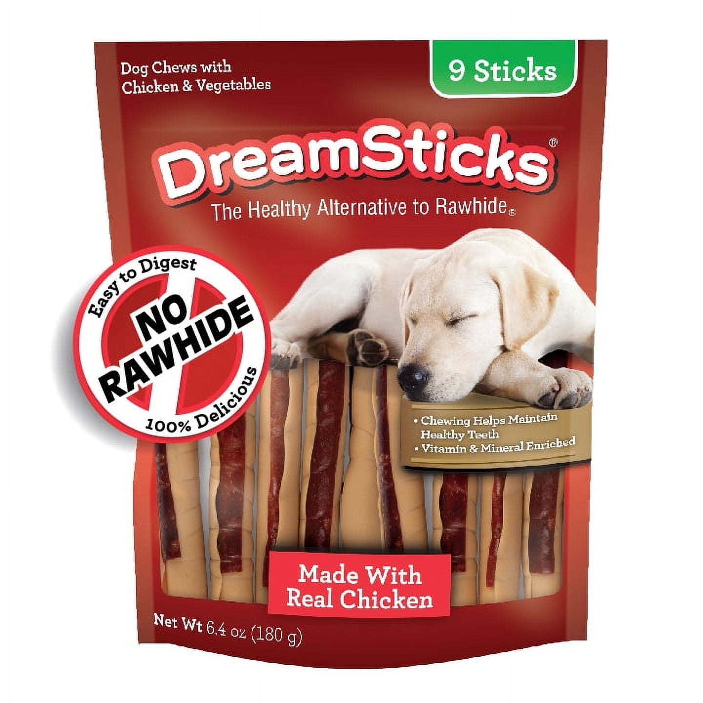 DreamBone DreamSticks Dog Treats, Rawhide Free, Real Chicken, 9 ct
