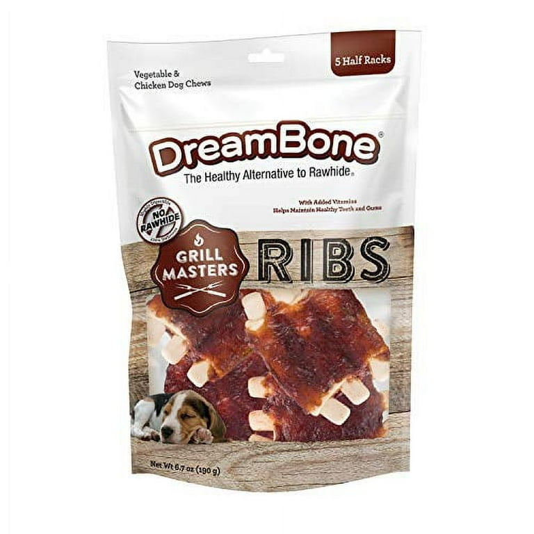 DreamBone Grill Masters Ribs No Rawhide Chews for Dogs 5 Half