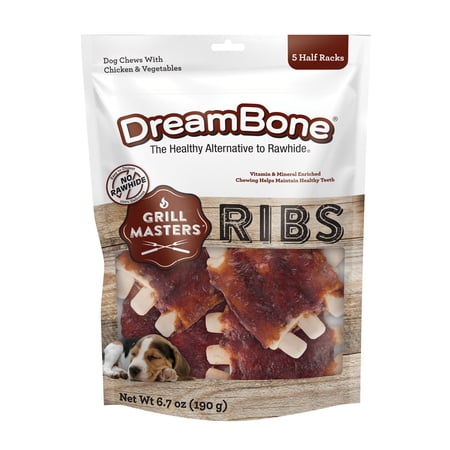 DreamBone Grill Masters Ribs, Rawhide-Free Chews for Dogs, 5 Count