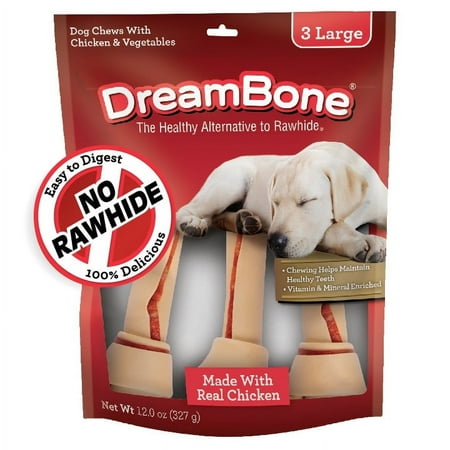 DreamBone Large Chews Rawhide-Free Chews for Dogs, with Real Chicken, 3 Count