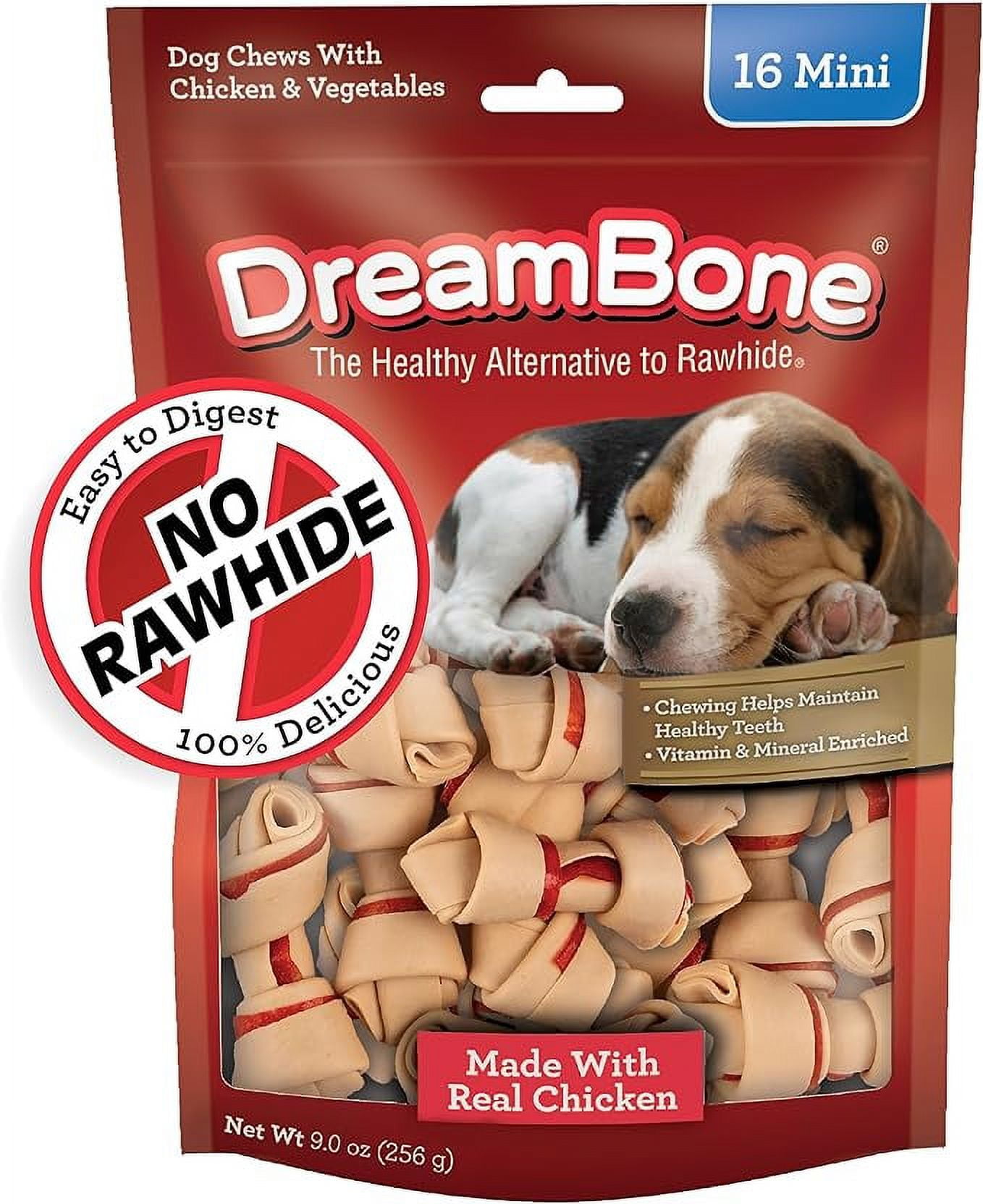 DreamBone Mini Chew Bones, Real Meat & Vegetable Dog Treat, Rawhide