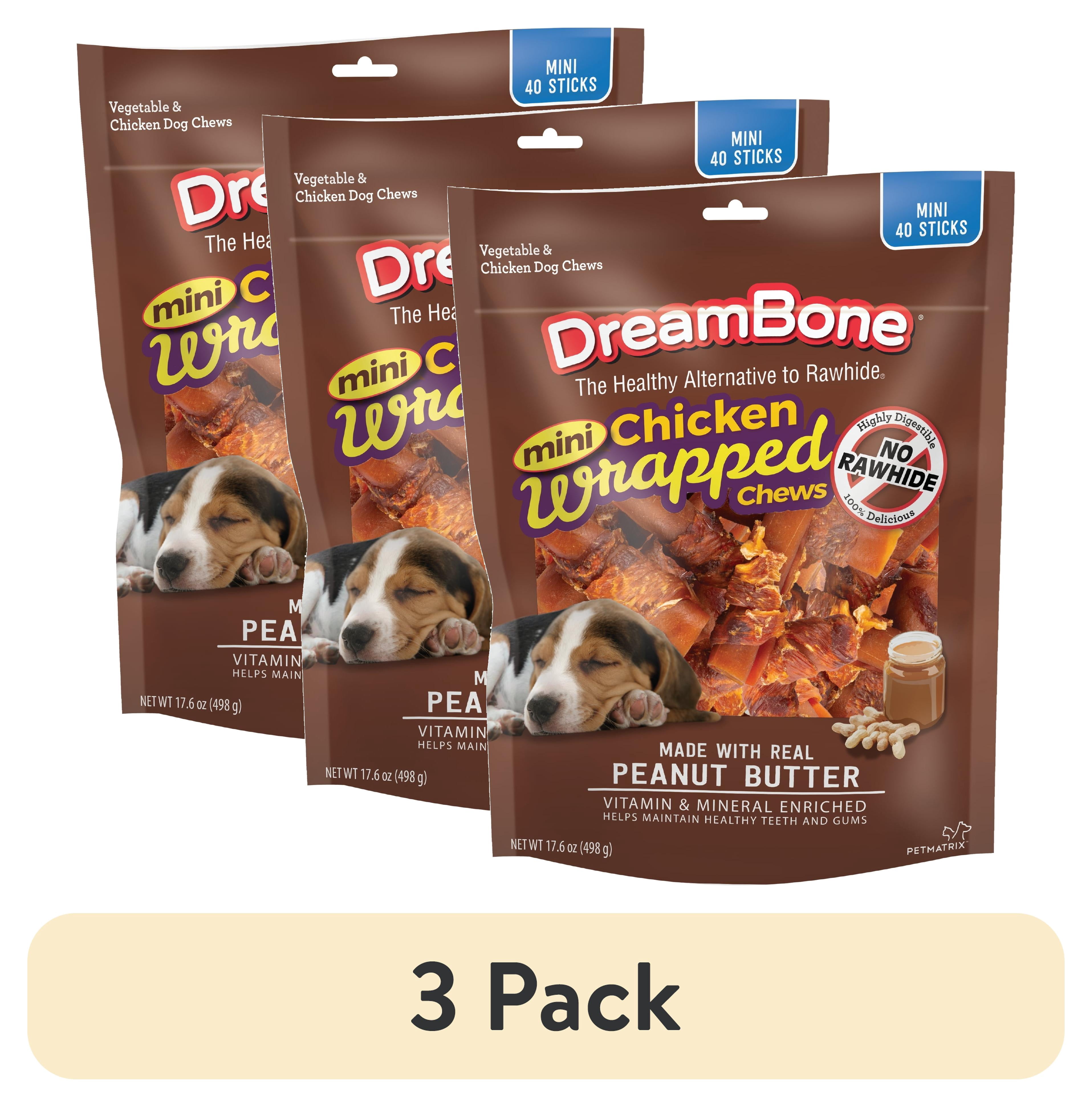 (3 pack) DreamBone Mini Sticks Wrapped with Real Chicken, Rawhide Free Chews for Dogs, 40 Count