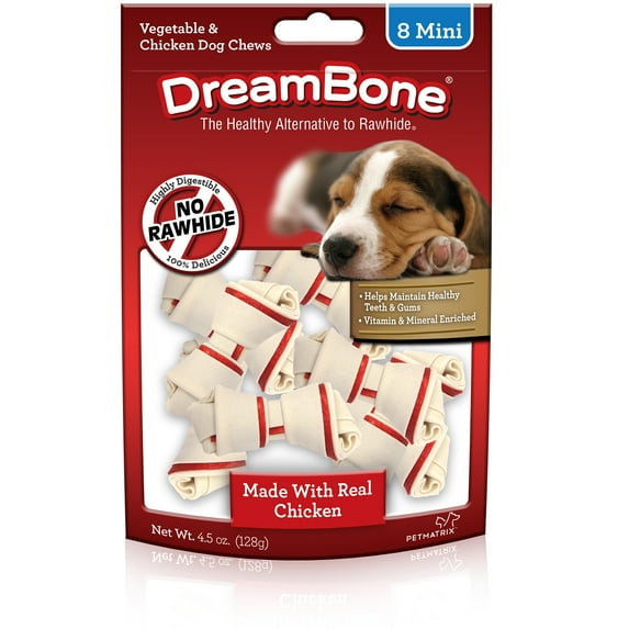 DreamBone Mini Chews With Real Chicken 8 Count, Rawhide-FreeChews For Dogs