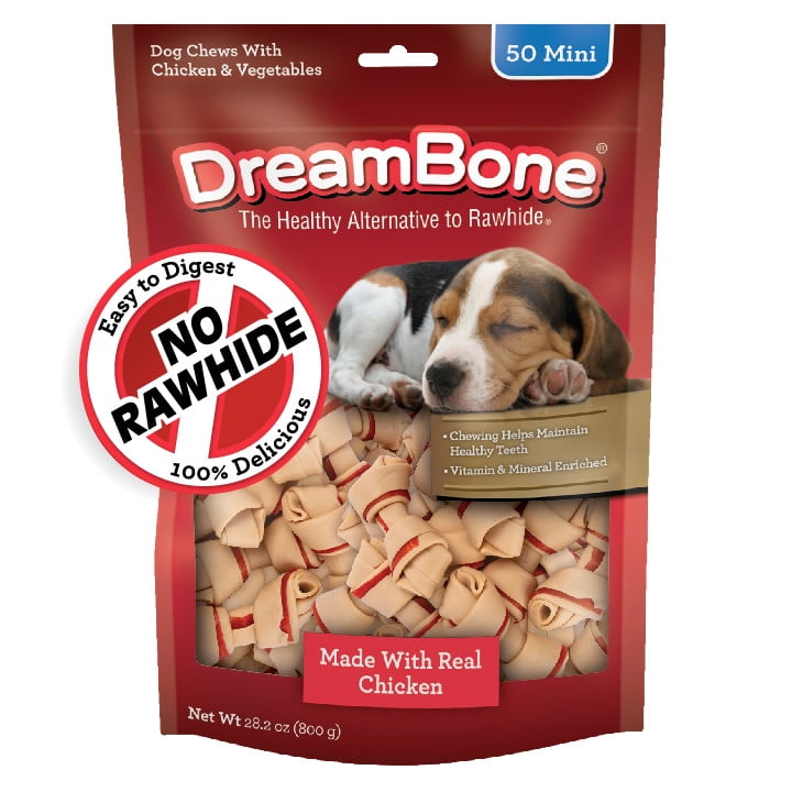 DreamBone Mini Chews with Real Chicken, Rawhide-Free Chews for Dogs, 50 Count