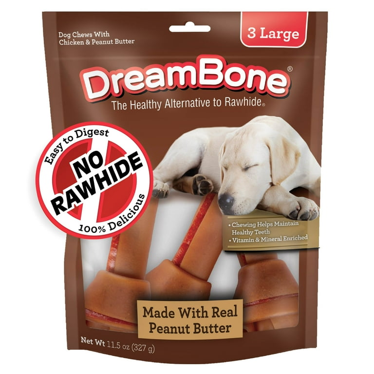 Dream Bones No Rawhide Dog Chews DreamBone Peanut Butter Flavored